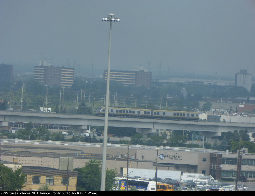 UP Express on the viaduct approaching Pearson Airport